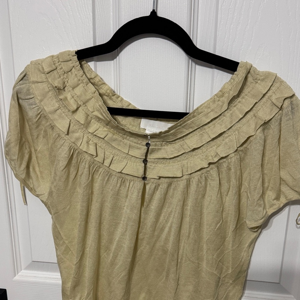 NICOLE FARHI Light Tan Ruffled Blouse - Picture 2 of 5